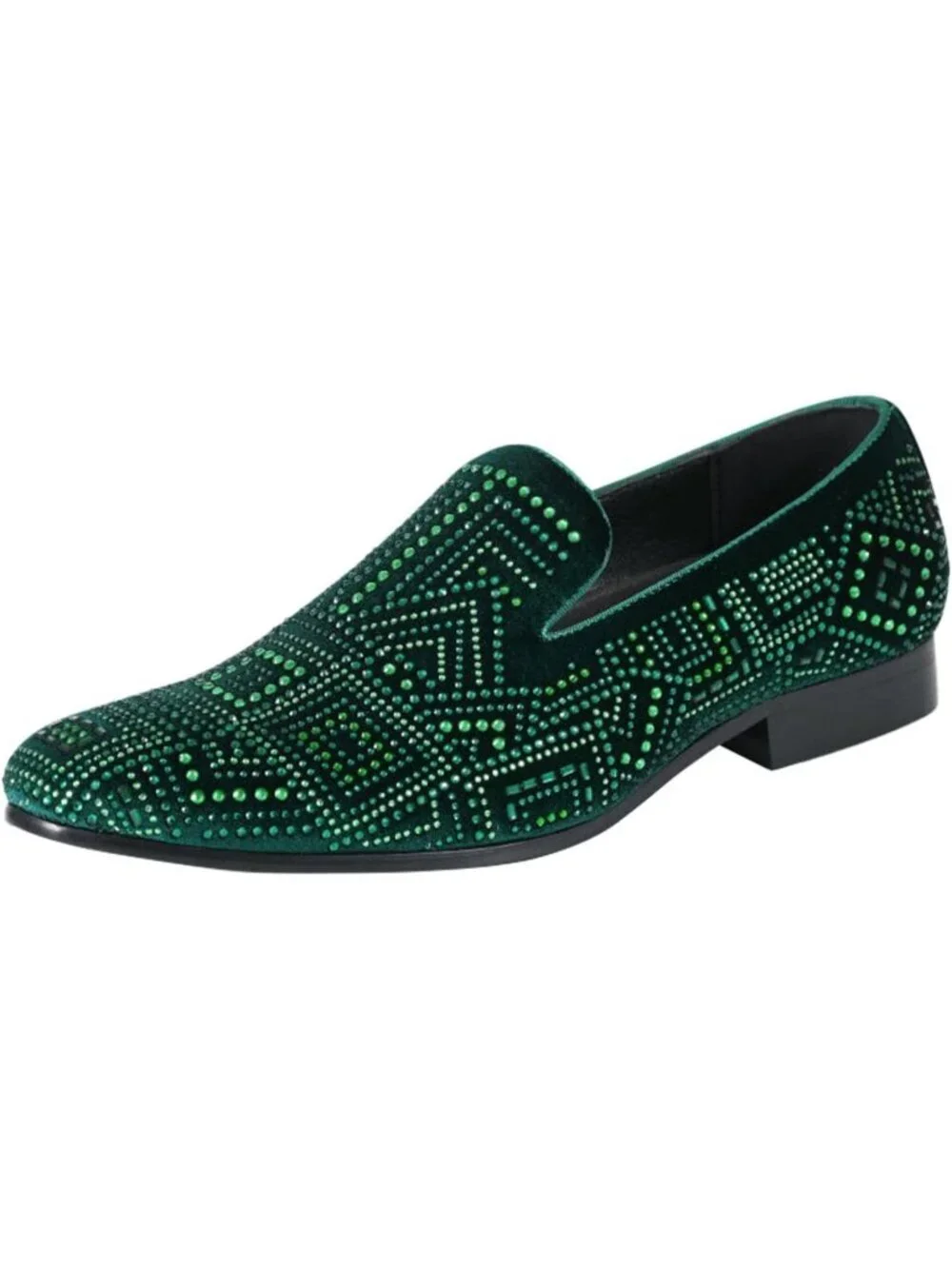 Amali Men's Green Enzo Velvet Tuxedo Loafers Slip On Formal Wedding Dress Shoes